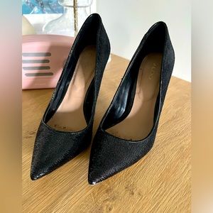 Black sequin stilettos